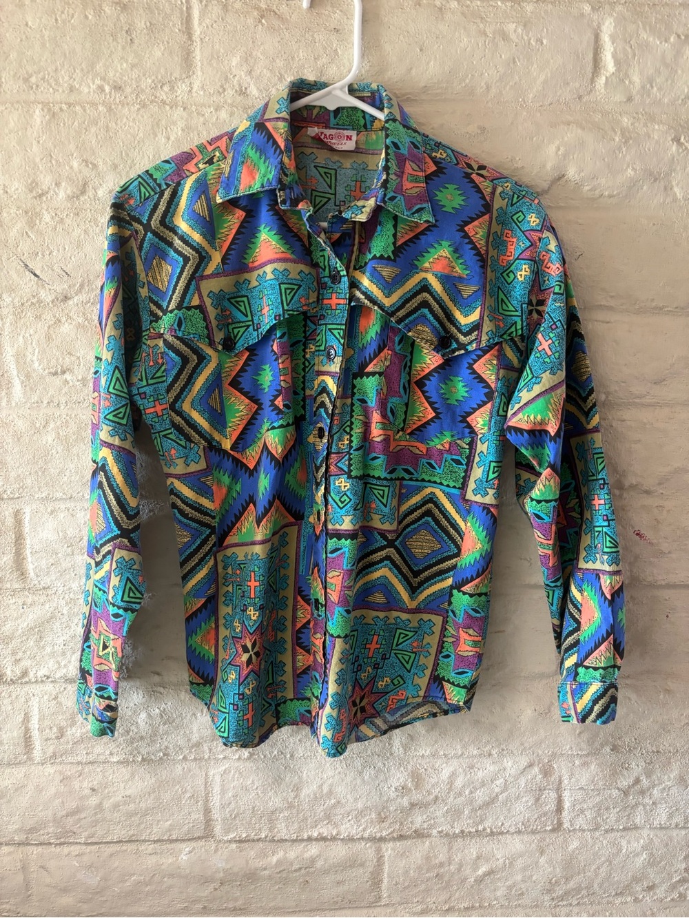 Vintage 80s Wagon Wheels Ladies Western Shirt-Medium